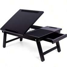 Laptop Bed Tray | Adjustable Tilt Surface, Storage Drawer, Folding Legs, Mouse Pad | Fits Laptop Up To 15" | Slots Up To: Tablets 9.6", Phones 4" | For Work, Reading, Studying | Espresso