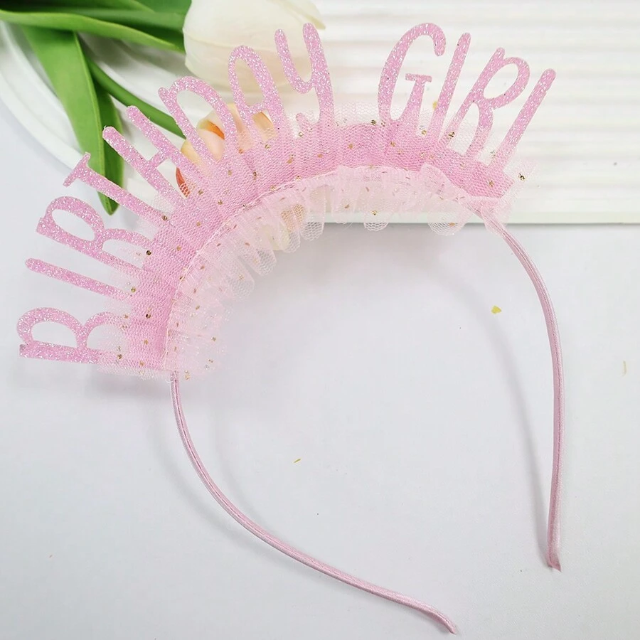 1pc, Colorful Birthday Headband For Women Glitter Birthday Headband Hair Hoop For Party Decoration Handmade Hair Accessories - Multicolor - View 1