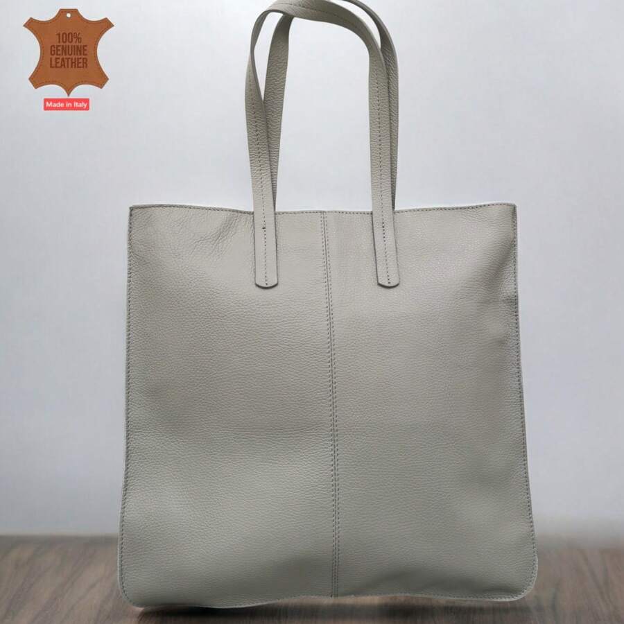 真皮手提包，意大利制造，大容量时尚女士单肩包，简约休闲皮革购物袋，大容量可折叠休闲商务包