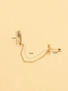 1pc CZ Rhinestone Chain Ear Cuff Earring, Suitable For Daily Wear - Silver - View 5