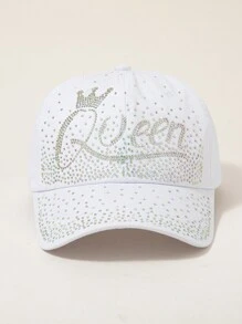 Rhinestone Crown "Queen" Letter Women's Baseball Cap - A - View 2