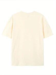 Camiseta de manga corta con cuello redondo para hombre con estampado de letras K, sencilla y elegante, cómoda y transpirable, camiseta deportiva informal adecuada para el ocio de las vacaciones de primavera y verano. - Albaricoque - Ver 4
