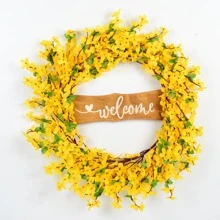 1-delige kunstmatige jasmijnkrans, levensechte jasmijnbloemenkrans voor voordeur, veranda, muur, boerderij, tuin, woondecoratie, lente/zomer