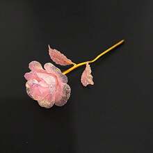 10pcs 10 Inch Glowing 24K Gold Foil Rose 10 Inch, Luminous Foil Artificial Rose Plastic Long Stem Rose For Valentines Day, , Mothers Day, Anniversary, Birthday, Wedding, Thanksgiving - 粉色 - 查看 6