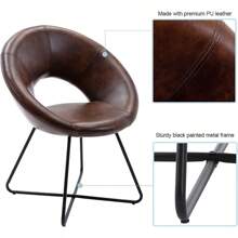 Modern PU Leather Accent Chairs Dining Chairs Arm Chair For Living Room Furniture Mid-Century Leisure Lounge Chairs With Black Metal Legs Industrial 1 PCS Dark Brown