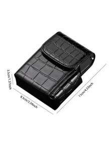 1 Pc PU Leather Men's Cigarette Case Organizer, 20 Gas Lighter Holder Waist Pack Smoking Accessories