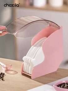 choxila 1 pieza Soporte para filtro de café rosa, almacenamiento de filtros de café con tapa antipolvo, estante dispensador de papel de filtro de café, caja para filtros de café para cafetería, hogar, oficina, capacidad para 200 unidades de filtros de café V60 y de cono, de vuelta al colegio