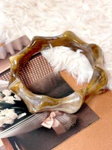 1 件女士复古琥珀色不对称时尚手链，性感大方，适合周年纪念礼物，秋冬季