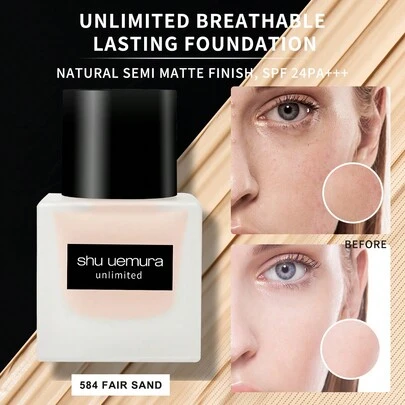 Shu Uemura 资生堂 Unlimited Breathable Lasting Foundation Natural Matte Finish SPF 24 PA+++ #584 - 1.18 Fl.Oz./35ml (新旧版本随机发货)