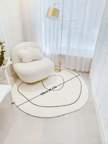A Luxury Imitation Cashmere Round Rug, Soft And Fluffy, Suitable For Living Room And Bedroom Decoration, Non-Slip, Striped Design Rug