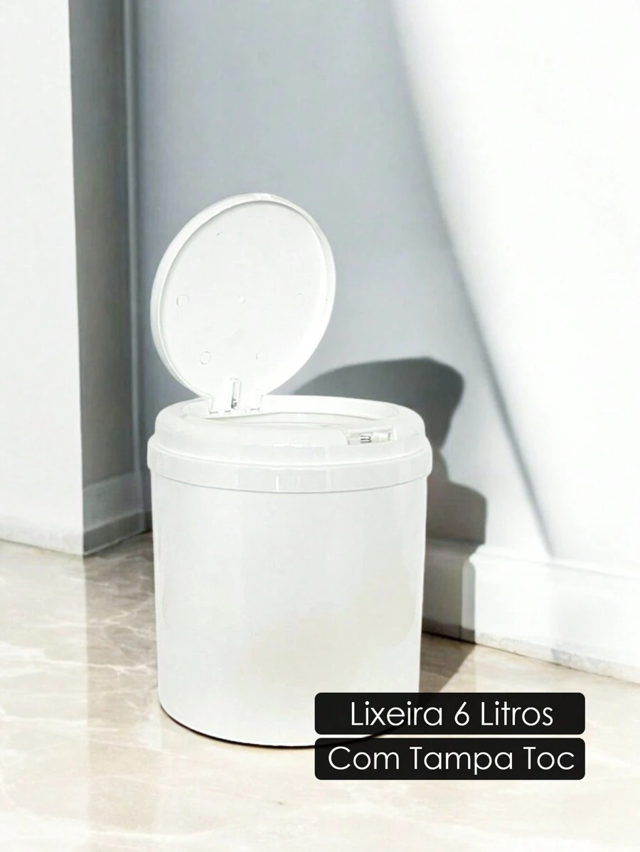 Max Toc Trash Can For Kitchen, Bathroom, Baby Room With Click Lid 6 Liters - 白色 - 查看 1