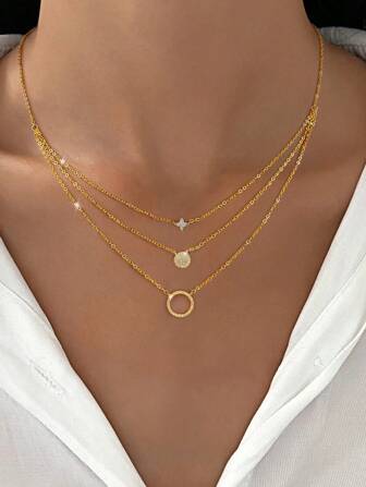 قلادة جوهرية دائرية ثلاثية الطبقات بزخارف زهرية 925 من الفضة الإسترليني، قلادة عنق فاخرة ضوئية، هدايا المجوهرات الفاخرة للفتيات لاستخدام حياتهن اليومية أو المناسبات