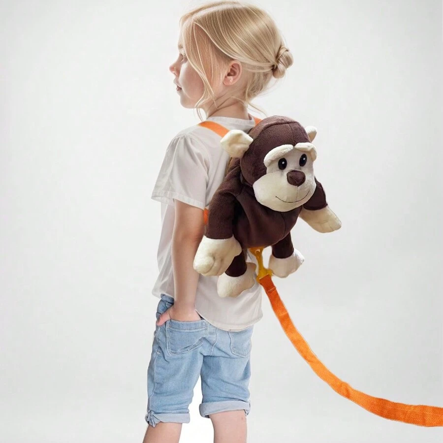 DODO NICI Mochila con arnés de para niños, mochila escolar de peluche de mono 2 en 1 para jardín de infantes