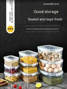 6pcs Set: Leak-Proof Food Storage Containers - 2-Layer Airtight Design For Easy Meal Prep, Reusable & Stackable Kitchen Organizer For Fruits, Vegetables, Meats & Grains - 黑與白 - 查看 9
