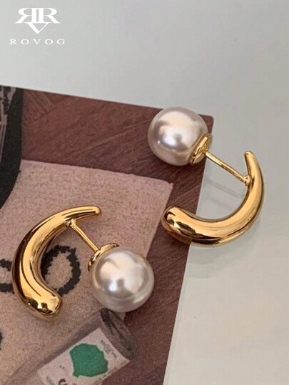 1 Pair Minimalist Petite Faux Pearl Versatile Stud Earrings, Suitable For Daily Wear, Dates, Travel For Women