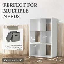 11-Inch Cube Storage Organizer Shelf W/Back, With Exterior Edge, Room Storage Shelves Divider, Bookcase, 6-Cube / 8-Cube / 9-Cube, Colors Available In Rustic Grey Oak And White - 1 - Xem 1