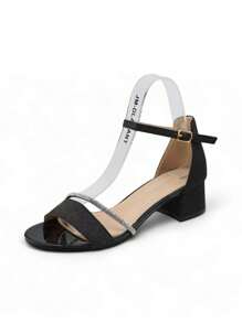 Elegant Sandals With Sparkling Rhinestones And A Crisscross Strap Design. Stylish Sandals Summer Sandals For Women - Black - View 5