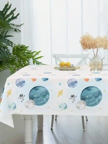 1/3 件 220*130 厘米太空星球主题桌布，塑料桌布桌套，外太空生日派对装饰桌布，家居装饰房间装饰，餐桌装饰，厨房装饰，性别揭秘派对宝贝淋浴派对装饰，生日快乐派对装饰派对用品，派对回礼，生日礼物 - 彩色 - 查看 10