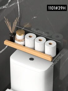 黑色/白色壁挂式卫生间收纳架，多功能收纳架，可容纳卫生纸卷、面巾纸、手机等卫生间用品，无需钻孔，浴室配件，房间装饰