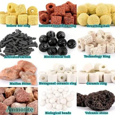 Kit de 12 en 1 de 420g de medios de filtro para acuario - Bolas biológicas, anillos de cerámica, sistema de filtro integral para estanque de peces para agua cristalina