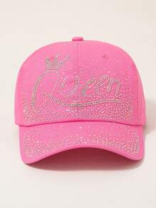 Rhinestone Crown "Queen" Letter Women's Baseball Cap - A - View 7