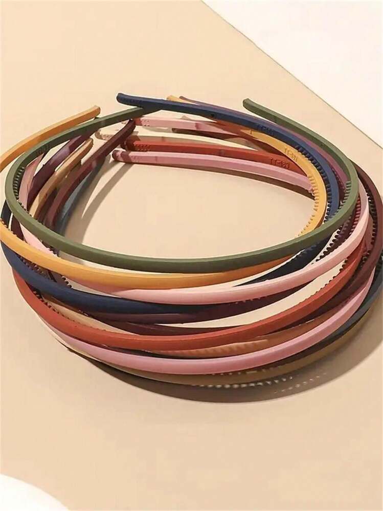 13 piezas Diadema delgada sólida, Diadema, Aro para el cabello, Accesorios para el cabello, Diademas, Tocado - Multicolor - Ver 3