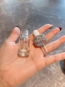 1pc Rhinestone Studded Portable Perfume Bottle, Travel Size Fragrance/Essential Oil Dropper Bottle - Multicolor - View 6