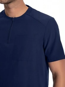 男士短袖工作服、实验室外套、带口袋的美容罩衣、透气工作套装