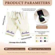 1cp Touchscreen Gloves,Custom Name,Gifts For Women, Gifts For Her,Christmas Gift Ideas, Finger Gloves,Smartphone-Compatible Winter Gloves,Embroidered Winter Gloves,