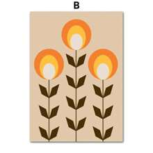 1 件复古 70 年代风格艺术印刷品橙色线条花朵太阳抽象形状海报帆布画墙画客厅装饰无框架 - 彩色 - 查看 41