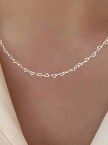 Colar Choker coração amor Banhadas a Prata 925 a ouro 18k