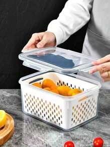 6pcs Set: Leak-Proof Food Storage Containers - 2-Layer Airtight Design For Easy Meal Prep, Reusable & Stackable Kitchen Organizer For Fruits, Vegetables, Meats & Grains - 黑與白 - 查看 7