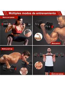 Lawuto Dumbbell Set, Straight Bar Exercise Kit Adjustable 15kg Black Color - Black - View 7