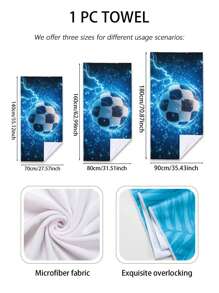1pc Football Pattern Beach Towel, Super Absorbent Quick Dry Bath Towel, Lightweight Soft Beach Blanket, Suitable For Beach, Swimming, Outdoor Camping Travel, Ideal Beach Essential - Multicolor - View 6