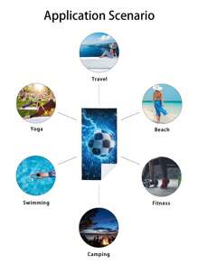 1pc Football Pattern Beach Towel, Super Absorbent Quick Dry Bath Towel, Lightweight Soft Beach Blanket, Suitable For Beach, Swimming, Outdoor Camping Travel, Ideal Beach Essential - Multicolor - View 5