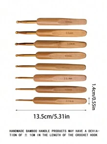 金色竹柄钩针，适用于围巾/手套/毛衣/玩偶DIY编织工具，2.0/2.5/3.0/3.5/4.0/4.5/5.0/5.5/6.0mm - 彩色 - 查看 6