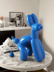 1pc Handmade Resin Balloon Dog Statue Ornament - Cute White Animal Sculptures For Home Decoration And Valentine's Day Gifts, Birthday Gifts Graduation