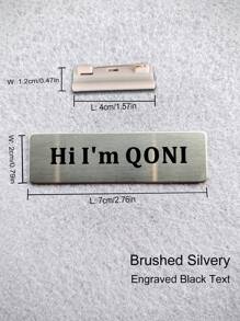 7cm X 2cm Customized Stainless Steel Metal Name Plate, Laser Engraved With Black Text, Fade-Resistant