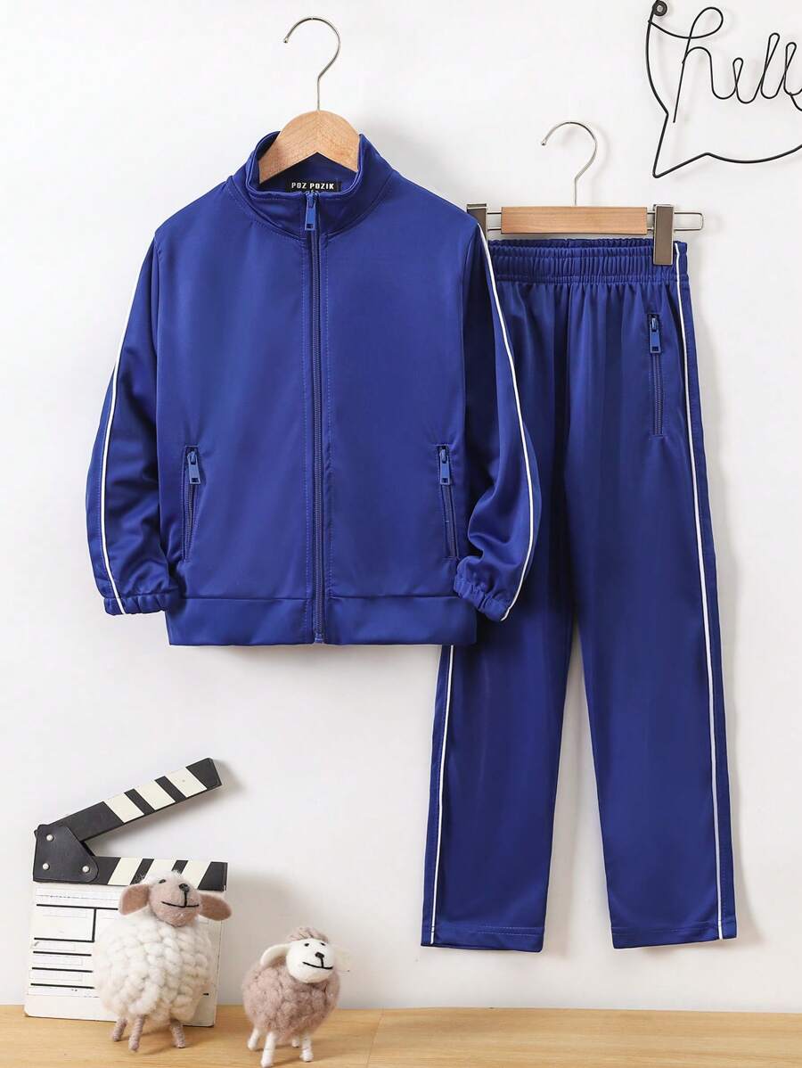 Pants Uniforme Escolar con Bies Unisex Conjunto de 2 Piezas Ropa para Niñas y Niños Adolescentes 4 a 16 años 100 a 160 cm Ropa Pants de Niños Infantiles Formal e Informal Joven Juvenil y Chicos - azul real - Ver 1