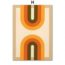 1 件复古 70 年代风格艺术印刷品橙色线条花朵太阳抽象形状海报帆布画墙画客厅装饰无框架 - 彩色 - 查看 28