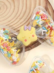 2 件黄色蝴蝶结发夹，儿童布艺星星和月亮蜜蜂装饰蝴蝶结发夹，时尚鳄鱼夹幼儿发饰复活节派对礼物 - 彩色 - 查看 5