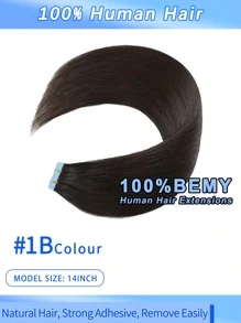 100% Human Hair, Brazilian Straight Hair, Adhesive Tape-In Extensions, Salon-Grade Quality, Suitable For Women - Natural & Black - View 3