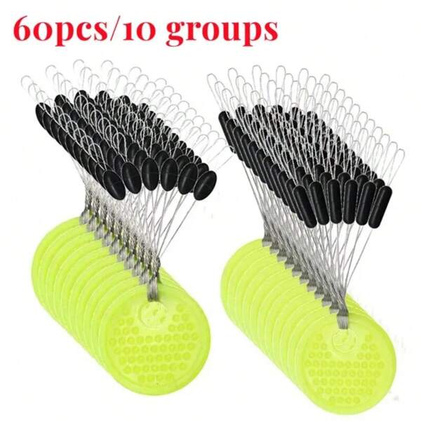 60pcs 10 Group Resistance Space Beans Stopper Not To Hurt The Line Vertical Beans Carp Fishing Tackle Accessories