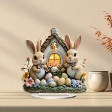 Modna transgraniczna słodka para wielkanocnych króliczków dekoracja stołu, akrylowa wodoodporna ozdoba
