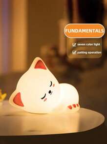 1pc Cute Cat Night Lamp With Touch Function, Silicone Cute Night Light, 5 Kinds Of Brightness Timing Night Light, USB Cordless Night Light, Cute Cat Light Cute Room Decor, Suitable For Home Decor Bed, Bedroom, Desktop Decoration