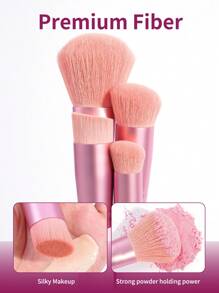 MAANGE 7pcs Pink Facial Makeup Brushes Set, Foundation, Blush, Foundation, Eyeshadow, Contour, Concealer, Shadow Brush, Makeup Tools With Soft Fiber And Skin Friendly Suitable For All Skin Types For Easy Carrying, Brush For Travel, Gift For Women & Girls - 粉色 - 查看 5