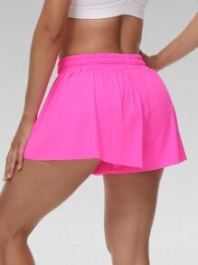 3pcs/Set  Flowy Athletic Shorts For Women Gym Yoga Workout Running Butterfly Tennis Sports Active Skort Skirt High Waisted With Pockets Spandex Sweat Pants Cute Lounge Clothes Summer Outfits - 玫瑰紅 - 查看 4