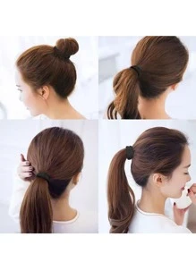 100 件/10 件女士百搭黑色、蓝色、红色、卡其色、粉色高弹力无损伤发带，时尚百搭，优雅别致，简约设计发带，适合日常佩戴、休闲、派对、通勤、度假、洗脸、化妆、发型设计家居浴室装饰秋季装饰返校 - 彩色 - 查看 4