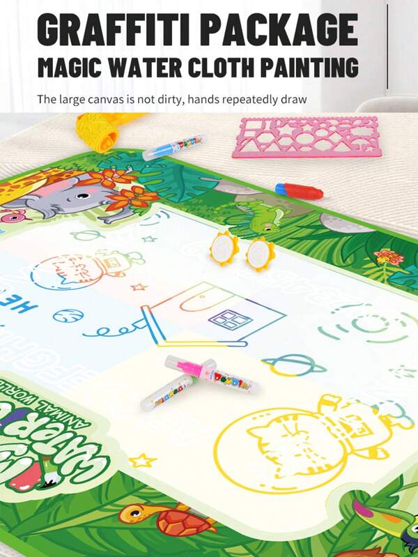 1 Set Magic Water Drawing Mat Painting Toy Set, Children's Drawing Educational Toy, Random Color Accessories