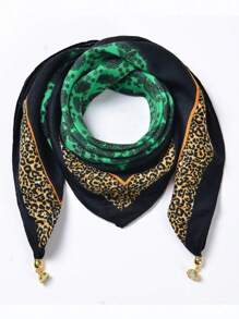 1pc Magnetic Belt With Metal Print Square Scarf